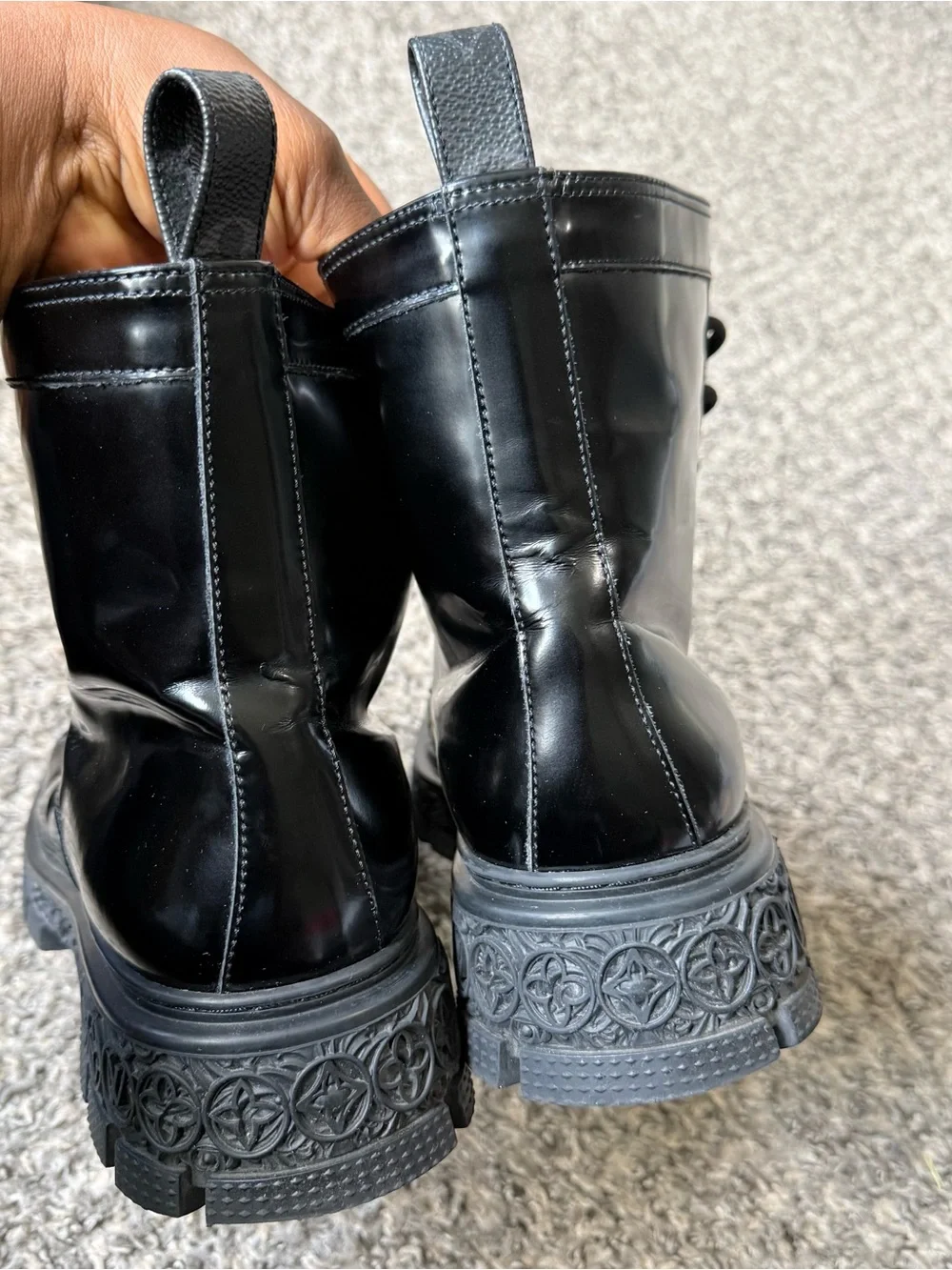 Louis Vuitton black patent leather boots 41 men’s 8 women’s 9.5 READ